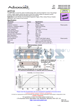 ACT711E datasheet - ultra thin, plastic moulded package with a maximum height of 1.4 mm.