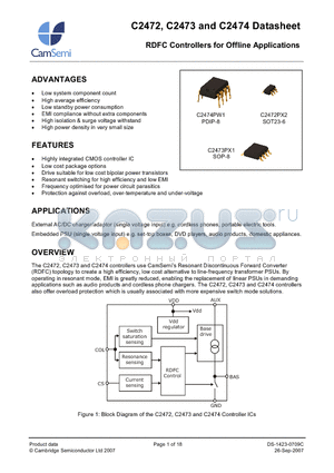 C2474PW1-T1 datasheet - RDFC Controllers for Offline Applications