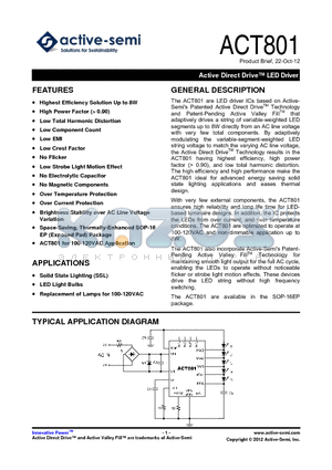 ACT801YK-T datasheet - Active Direct Drive LED Driver