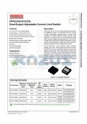 FPF2313 datasheet - Dual-Output Adjustable Current Limit Switch