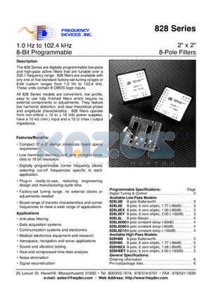 828H8EY datasheet - 2 X 2 8-Pole Filters