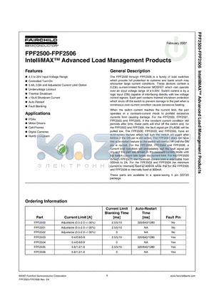 FPF2502 datasheet - IntelliMAX Advanced Load Management Products