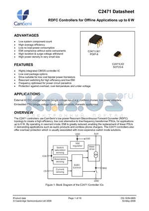 C2471LX2-TR13 datasheet - RDFC Controllers for Offline Applications up to 6 W