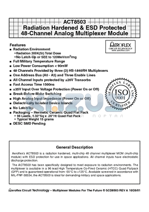 ACT8503-S datasheet - ACT8503 Radiation Hardened & ESD Protected 48-Channel Analog Multiplexer Module