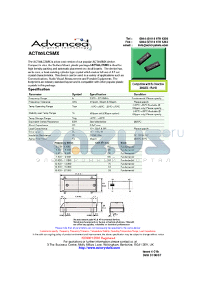 ACT86LCSMX datasheet - a low cost version of our popular the Surface Mount,