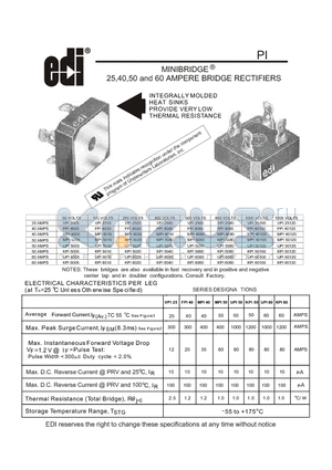 FPI4020 datasheet - MINIBRIDGE 25,40,50 and 60 AMPERE BRIDGE RECTIFIERS