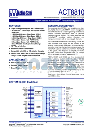 ACT8810 datasheet - Eight Channel ActivePath Power Management IC