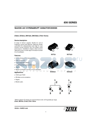 829B datasheet - SILICON 28V HYPERABRUPT VARACTOR DIODES