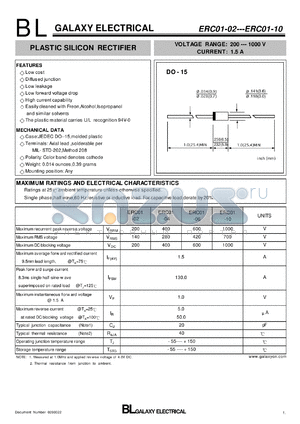 ERC01-02 datasheet - PLASTIC SILICON RECTIFIER