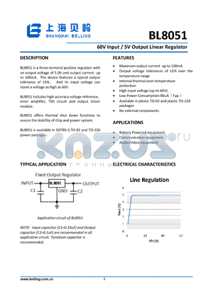 BL8051 datasheet - 60V Input / 5V Output Linear Regulator