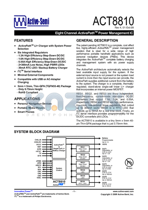 ACT8810QJ50F-T datasheet - Eight Channel ActivePathTM Power Management IC