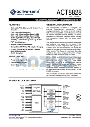 ACT8828QJ1D2-T datasheet - Six Channel ActivePathTM Power Management IC