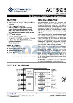 ACT8828QJ250-T datasheet - Six Channel ActivePathTM Power Management IC