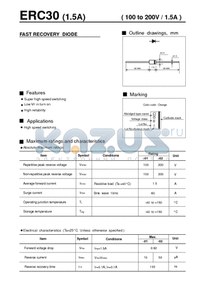 ERC30 datasheet - FAST RECOVERY DIODE( 100 to 200V / 1.5A )