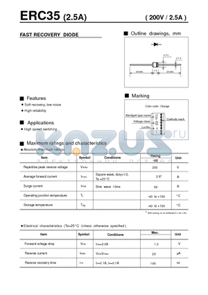 ERC35 datasheet - FAST RECOVERY DIODE( 200V / 2.5A )