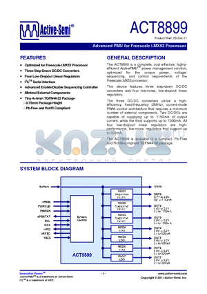 ACT8899 datasheet - Advanced PMU for Freescale i.MX53 Processor