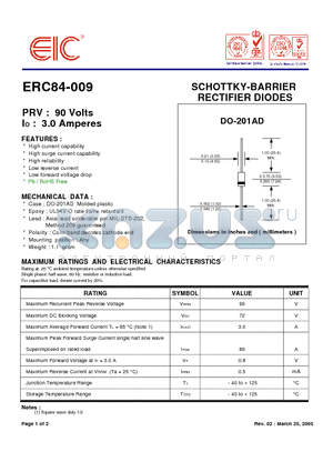 ERC84-009 datasheet - SCHOTTKY-BARRIER RECTIFIER DIODES