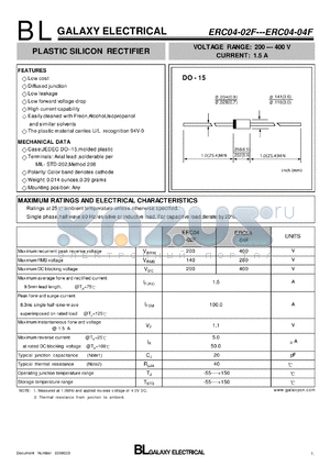 ERC04-04F datasheet - PLASTIC SILICON RECTIFIER