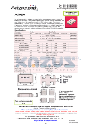 ACT9300 datasheet - miniature low profile Surface Mount