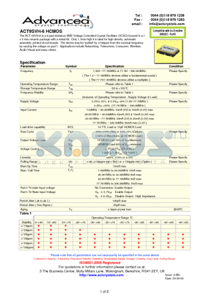 ACT9SVH-6 datasheet - a 6-pad miniature SMD Voltage Controlled Crystal Oscillator (VCXO)