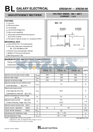 ERD38-05 datasheet - HIGH EFFICIENCY RECTIFIER