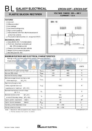 ERC04-02F datasheet - PLASTIC SILICON RECTIFIER