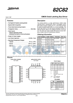 82C82 datasheet - CMOS Octal Latching Bus Driver