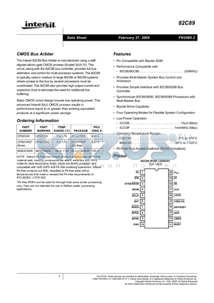 82C89 datasheet - CMOS Bus Arbiter