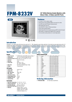 FPM-8232V datasheet - 23 UXGA Marine Grade Monitor with