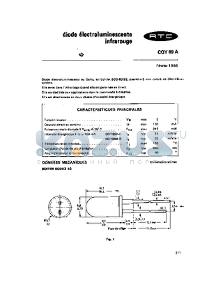 CQY89A datasheet - diode electroluminescente infrarouge