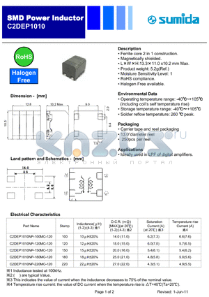 C2DEP1010NP-120MC-120 datasheet - SMD Power Inductor