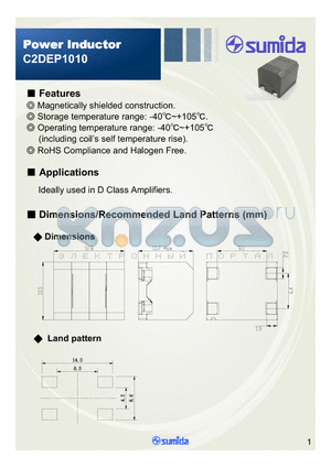 C2DEP1010NP-100MC-120 datasheet - Power Inductor