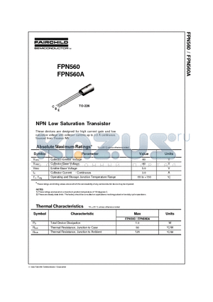 FPN560 datasheet - NPN Low Saturation Transistor