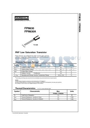 FPN630A datasheet - PNP Low Saturation Transistor
