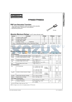 FPN660A datasheet - PNP Low Saturation Transistor