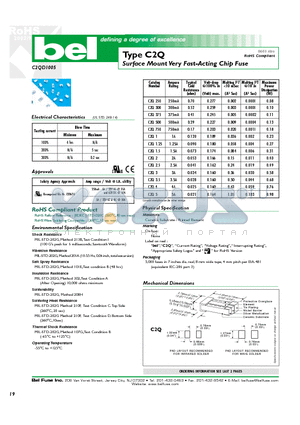 C2Q datasheet - Surface Mount Very Fast-Acting Chip Fuse