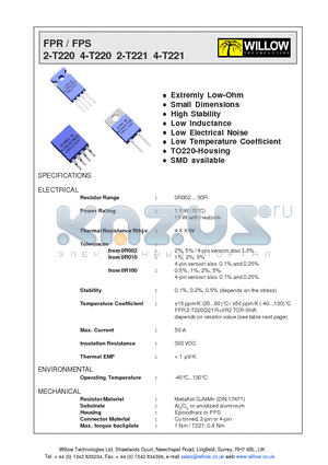 FPR2-T220 datasheet - Small Dimensions Extremly Low-Ohm