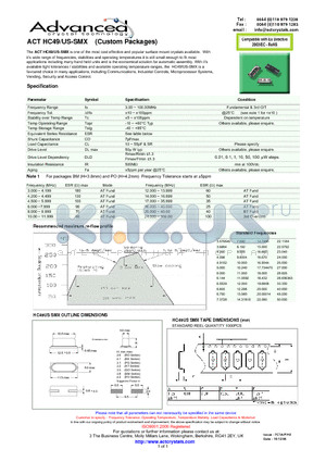 ACTHC49/US-SMX datasheet - most cost effective and popular surface mount crystals