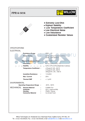 FPR4-14 datasheet - Highest Stability Extremly Low-Ohm