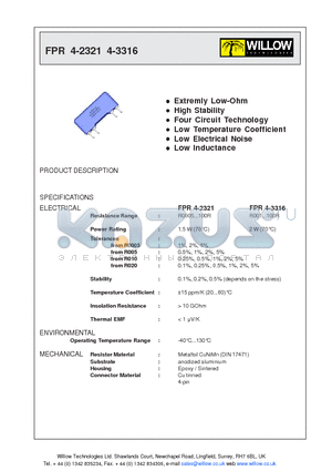 FPR4-2321R022 datasheet - High Stability Extremly Low-Ohm