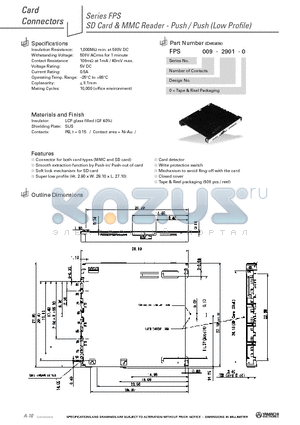 FPS009-2901-0 datasheet - SD Card & MMC Reader - Push / Push (Low Profile)