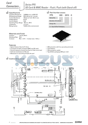 FPS009-2910-0 datasheet - SD Card & MMC Reader - Push / Push (with Stand-off)