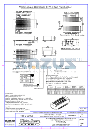 FPS5-2 datasheet - .0197cl Dual Row - Straight Surface Mount Board to Board Socket