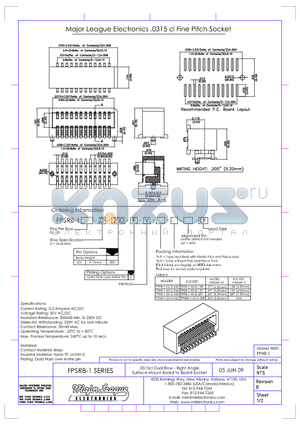 FPSR8-1 datasheet - .0315cl Dual Row - Right Angle Surface Mount Board to Board Socket