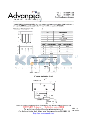 ACTR2 datasheet - US channel RF modulator