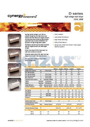 DBR72415F datasheet - high voltage reed relays 15kV, 50W