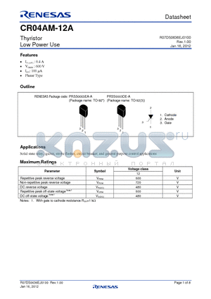 CR04AM-12A-BA6-B00 datasheet - Thyristor Low Power Use