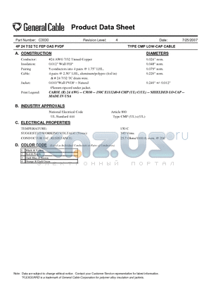 C3030 datasheet - TYPE CMP LOW-CAP CABLE