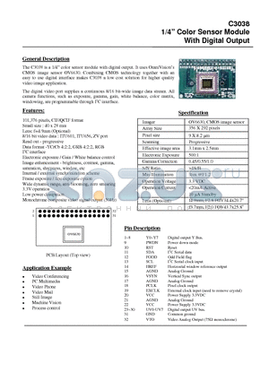 C3038 datasheet - 1/4 Color Sensor Module With Digital Output