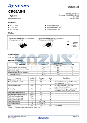 CR05AS-8_10 datasheet - Thyristor Low Power Use